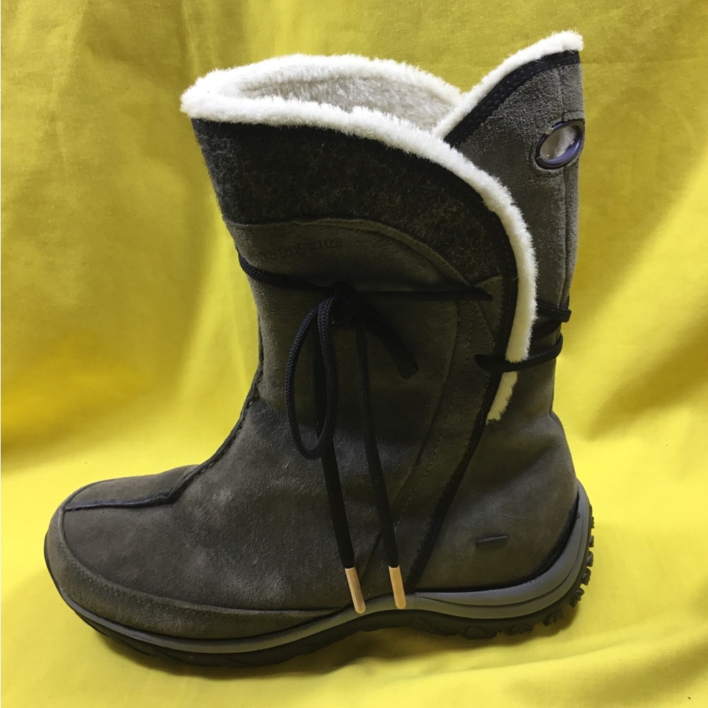 Patagonia Women’s  Waterproof Gray Suede Shearling-Trim Winter Boot SZ 8.5